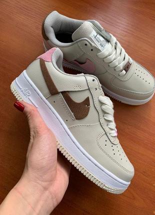 Кроссовки женские nike air force 1 inside out бежевые (найк аир форс инсайд, кросівки)