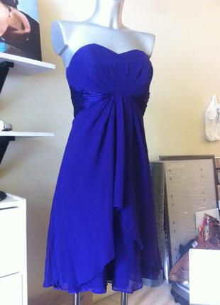Нарядное фиалковое шелковое платье бюстье миди от coast c сайта asos 8-101 фото