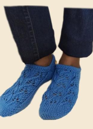 Ажурні шкарпетки ніжно-блакитного кольору1 фото