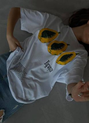 100% бавовна 💫 женская футболка в стиле оверсайз с принтом / 42-46/ мод 2092 фото