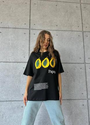 100% бавовна 💫 женская футболка в стиле оверсайз с принтом / 42-46/ мод 2097 фото