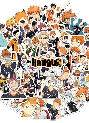 Набор виниловых наклеек стикеров стикерпак аниме haikyu волейбол стикербомбинг на авто телефон ноутбук 50 шт