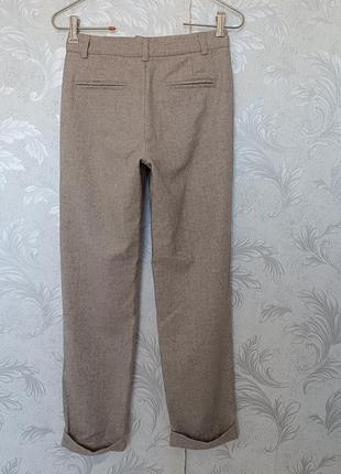 Р 8 / 42-44 актуальные женские светлые штаны брюки с твида свободные прямые укороченные benetton3 фото