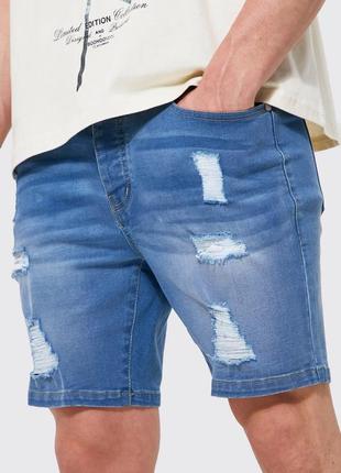 Мужские стрейчовые (джинсовые) шорты. размеры 34 и 36. boohoo