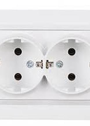 Розетка подвійна із заземленням luxel jazz (9008) біла
