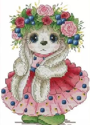 Набор для вышивания крестиком " зайка в веночке с цветов" (с рисунком на канве)