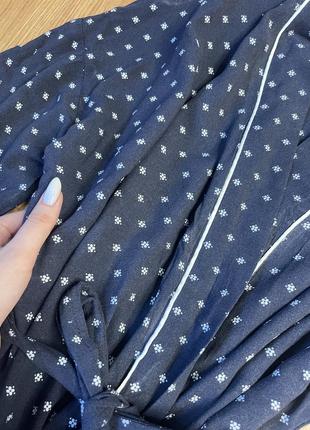 Домашний коттоновый халат женский натуральная ткань синий для дома4 фото