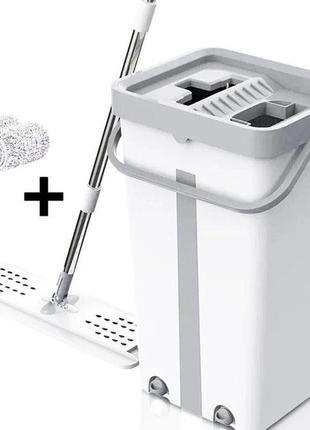Швабра средняя с ведром комплект scratch cleaning easy mop с автоматическим отжимом и md-206 складной ручкой