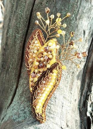 Брошь "илиана" брошь из бисера с хрусталем вышитое украшение