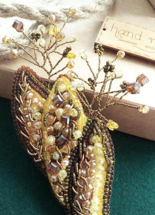 Брошь "илиана" брошь из бисера с хрусталем вышитое украшение