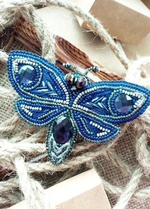 Брошка ручної роботи "метелик ніколина" брошь из бисера2 фото