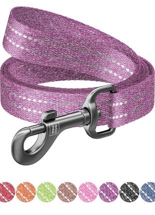 Поводок для собак из восстановленного хлопка waudog re-cotton светоотражающий, m, ш 20 мм, дл 150 см