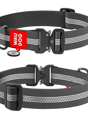 Ошейник для собак водостойкий waudog waterproof с qr-паспортом, светоотражающий, металлическая пряжка-фастекс, xxl, ш 40 мм, дл