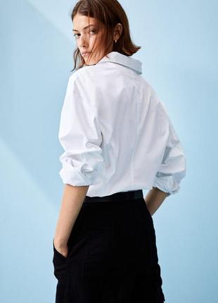 Коттоновая хлопковая рубашка приталенная белая4 фото