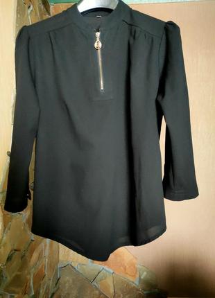 Черная блуза из креп шифона