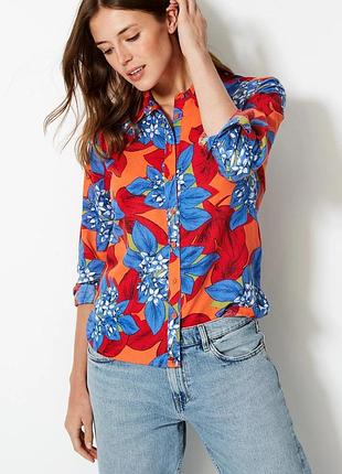 Крутая яркая льняная рубашка marks&spencer