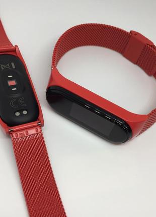 Металлический ремешок mi band 5 mi band 6 ❤️ красный2 фото