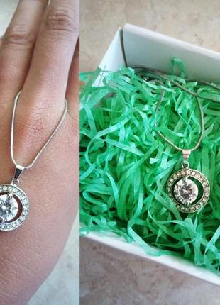 ✨ срібляста підвіска з ланцюжком/ серебристая подвеска/ с камнями/ цепочка/ колье✨