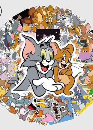Набор виниловых наклеек стикеров том и джерри стикербомбинг на авто телефон ноутбук стену 50 шт
