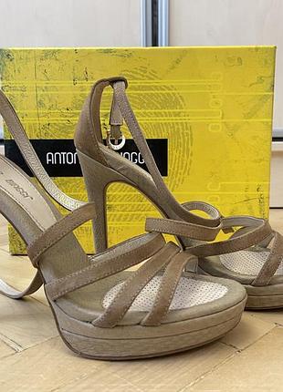 Босоніжки на підборах замша+шкіра бежеві antonio biaggi 12 см