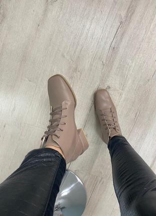Ботинки с итальянской кожи кожаные квадратный носок3 фото