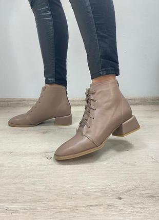 Ботинки с итальянской кожи кожаные квадратный носок5 фото