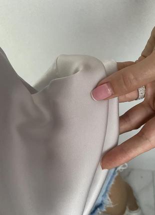 Сатиновий перловий сріблястий топ блуза майка сатинова3 фото