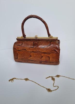 Винтажная сумка, сумка винтаж, кожаная сумочка, сумка змея, сумка питон, кожа питона, ретро сумка2 фото