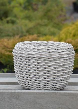 Кашпо 5 литров (горшок для цветов и растений),вазон из искусственного ротанга ручной работы. береза