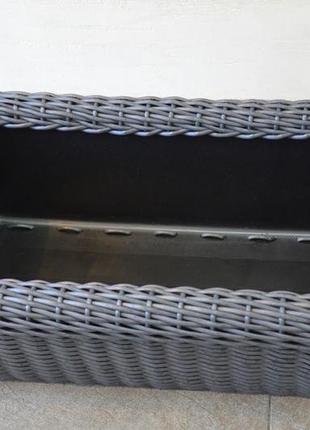 Корзина прямоугольная для дров (дровница) плетенная из искусственного ротанга ручной работы. графит8 фото