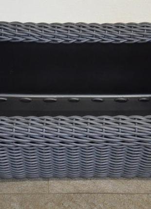 Кошик прямокутний для дров (дровниця) плетений зі штучного ротанга ручної роботи. колір графіт. 60 л6 фото