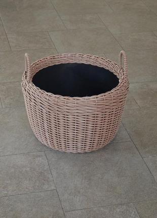 Кошик для дров плетений (дровниця) з штучного ротанга ручної роботи. 20 літрів