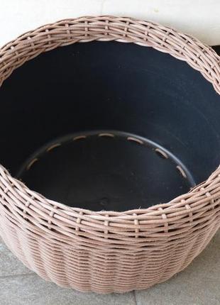 Корзина для дров плетеная (дровница) из искусственного ротанга ручной работы. 60 литров5 фото
