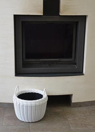 Кошик для дров плетений (дровниця) з штучного ротанга ручної роботи. 20 літрів