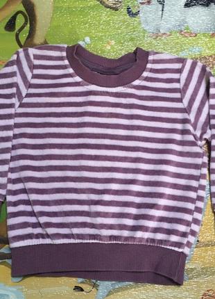 Реглан кофта велюр в полоску 12-18 месяцев