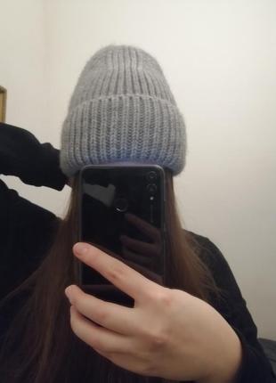 Двойная шапка зимняя (вязанная + на флисе)