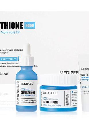 Набір зволожувальних засобів для сяйва шкіри medi-peel glutathione hyal aqua multi care kit4 фото