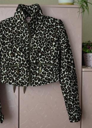 X/s стильная укороченная куртка, жакет с леопардовым принтом. dept1 фото