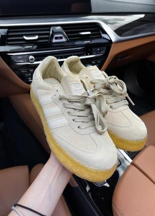 Кросівки жіночі та чоловічі adidas samba x ronnie fieg x clarks beige / кеди адідас самба бежеві8 фото