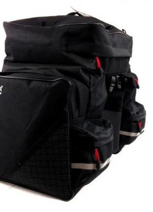 Велосумка на багажник spencer triple bag 3-секційна 42 л, чорний (nyui)