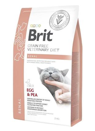 Сухий корм для кішок дорослих brit vetdiets у разі хронічної ниркової недостатності з горохом і яйцями 2 кг