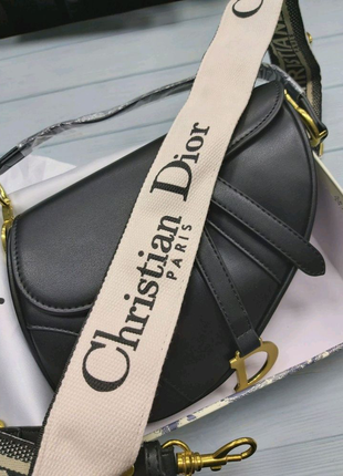 Сумка з натуральної шкіри dior saddle black4 фото