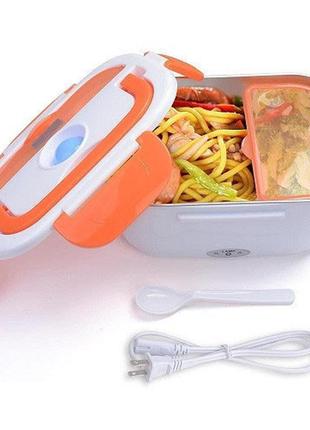 Термос для їжі lunch heater 220 v, ланчбокс з підігрівом дитячий, ланч бокс fe-192 з приладами1 фото