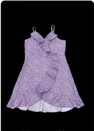 Платье лаванда цветочный принт 9-10 лет