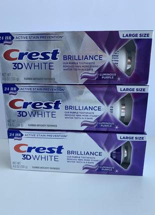 Отбеливающая зубная паста, придающая сияние crest 3d white brilliance luminous purple 130 грамм - большой объем1 фото