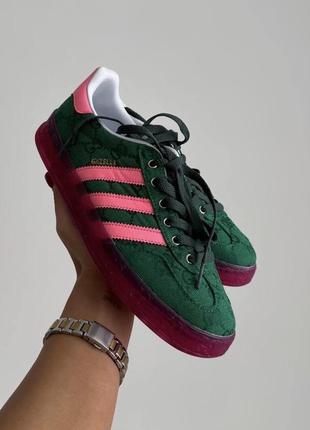 Адідас газель зелені  adidas × gc gazelle green pink