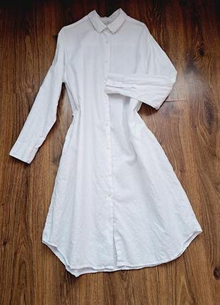 Белое льняное платье h&m, размер s-m1 фото