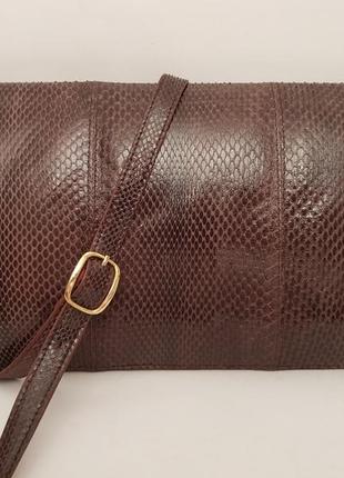 !!! натуральная кожа змеи !!!  роскошная сумка красивого шоколадного цвета италия1 фото