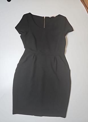 Платье офисное в рубчик