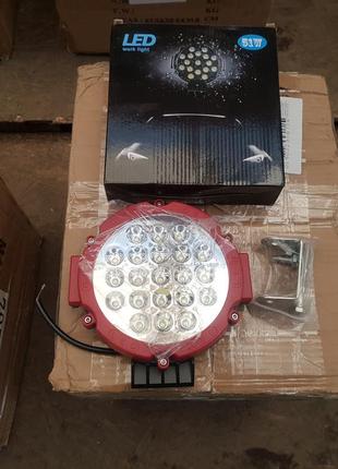 Фара led кругла червона 51w, 21 лампа, 10/6000k 30v